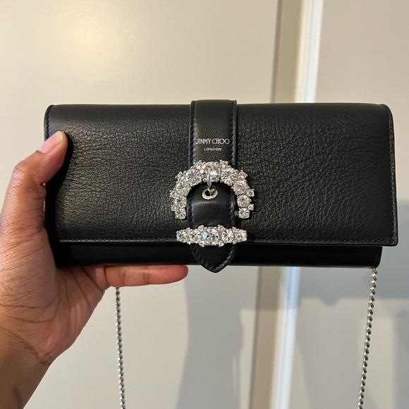 BRAND NEW JIMMY CHOO WALLET ON CHAIN - black!! - Picture 1 of 7